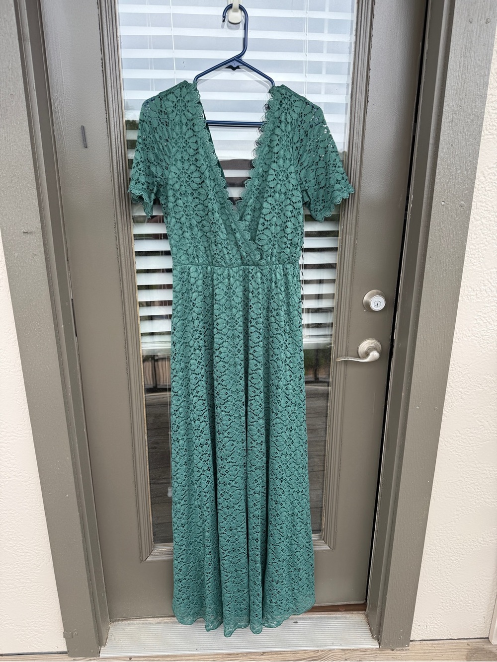Baltic Born Green Lace Wrap Maxi Dress |Size L | Wedding Guest